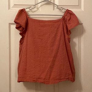 Square Neck Flutter Sleeve Top